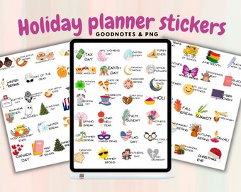 Holiday Planner Stickers: Goodnotes & PNG (Digital Download)