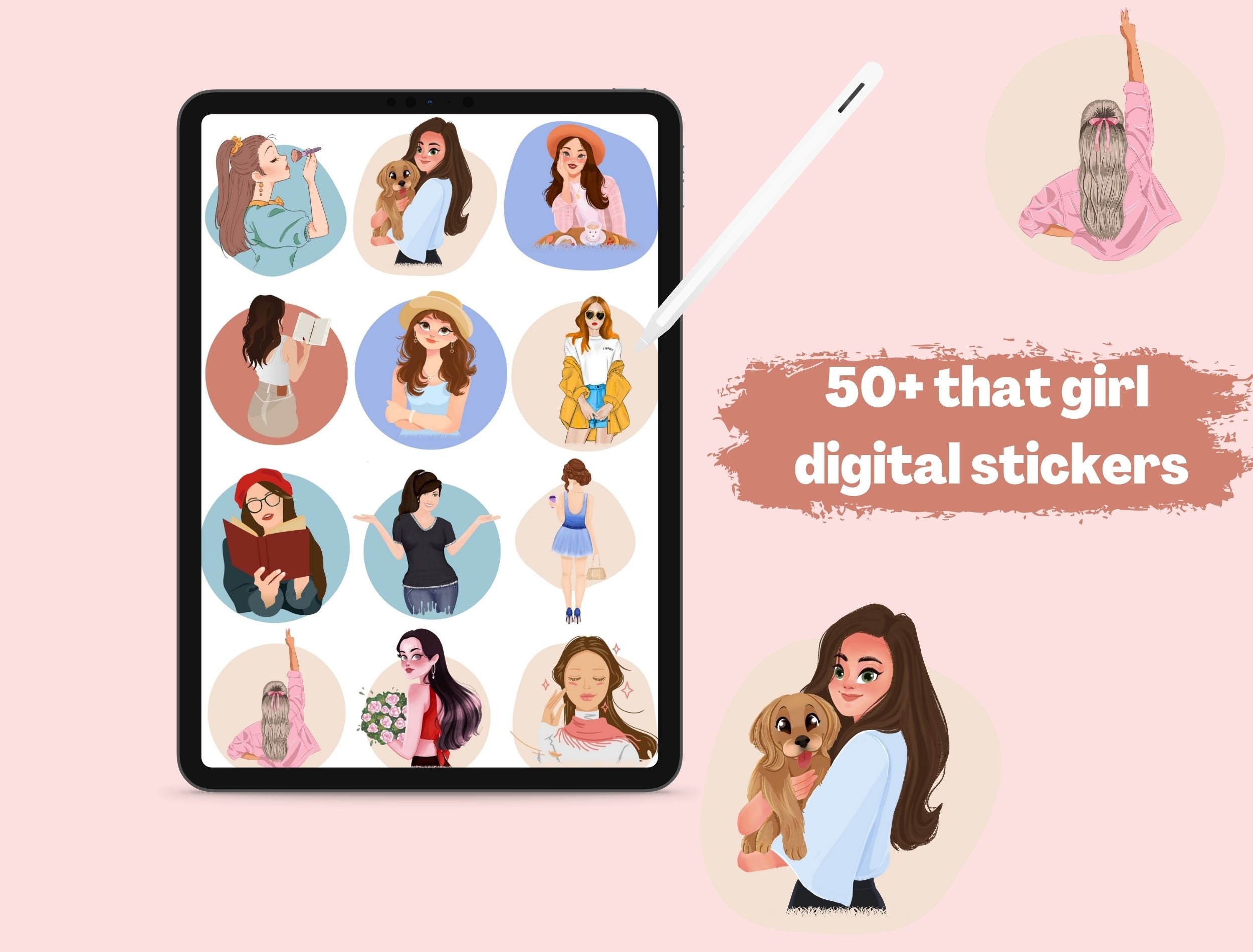 That Girl Digital Stickers: Goodnotes Planner Stickers (PNG, PDF) - Etsy