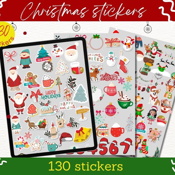 130  Christmas Digital Stickers for Goodnotes , Digital planner December Festive Holiday , Christmas Stickers , Winter Stickers , Christmas