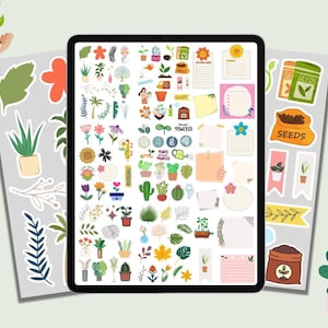 Garden Goodnotes Stickers: Plants & Flowers Digital Stickers (PNG)
