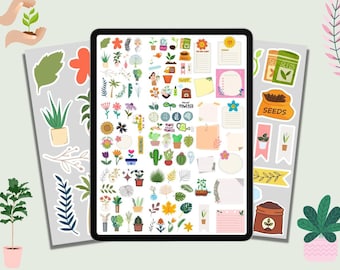 Garden Goodnotes Stickers: Plants & Flowers Digital Stickers (PNG)