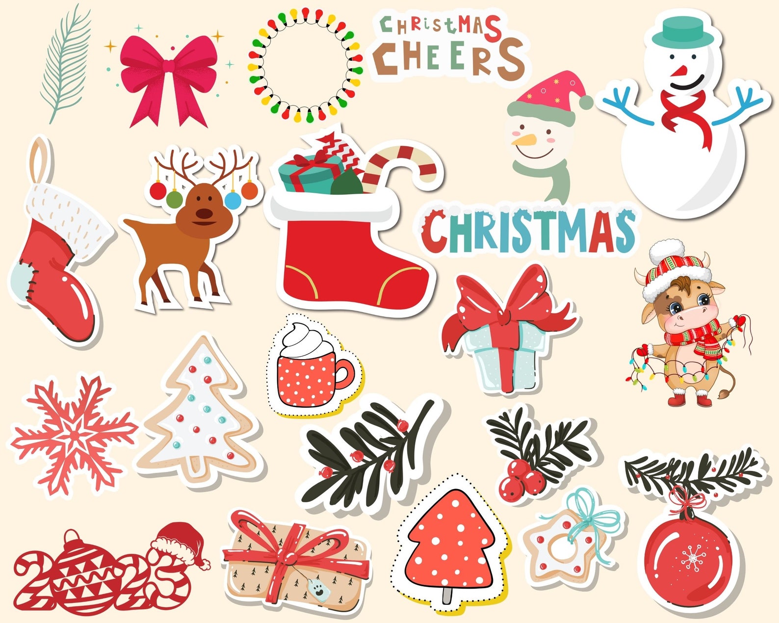 130 Christmas Digital Stickers for Goodnotes Digital Planner - Etsy