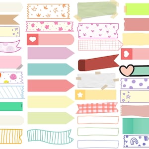 May include: A set of colorful washi tape with various patterns, including stars, hearts, polka dots, and stripes. The tape is perfect for decorating planners, journals, and other paper crafts.