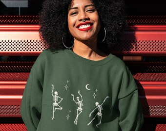 Dancing Skeletons Sweatshirt | Dancing in the moonlight Sweatshirt | Halloween Skeletons Sweatshirt | Dancing in the dark