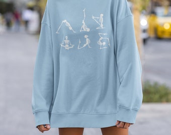 Skeleton Sweatshirt | Skeleton yoga crewneck | Cute sweatshirt for halloween | Fall sweatshirt |