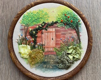Mini Embroidery Hoop -  Garden Door