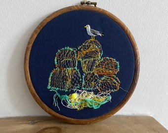 Small Embroidery Hoop - Lobster creels