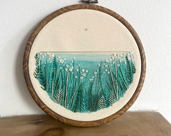 Small Embroidery Hoop - Green Sunset