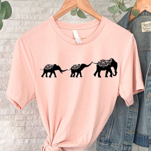 Elephant Mandala T-Shirt, Elephant T-Shirt, Africans Animal Shirt, Animal Lover Tee, Gift For Her, Animal Lover Gift