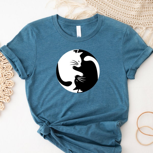 Yin Yang Cat T-Shirt, Mystical T-Shirt, Cat Lover Shirt, Cat Shirt, Pet Shirt, Gift For Cat Lover, Gift For Her, Yin Yang Cat Tee