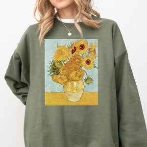 Vincent Van Gogh Sweatshirt Art Sweatshirt Roses Sunflowers Irises Aesthetic Art Crewneck Etsy