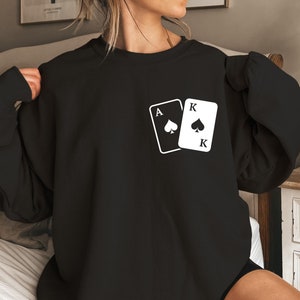 Sweat cartes à jouer, sweat à capuche poker, pull unisexe jeu de cartes, col rond pour joueur, sweat amateur de cartes, jeu de cartes, cadeau pour amateur de poker