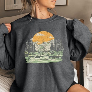 Retro Mountain Sweatshirt or Hoodie, Adventure Sweater, Vacation Sweatshirt, Natural Lover Gift, Hiking Hoodie, Camping Hoodie, Gift For Him
