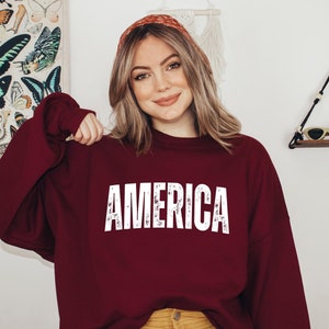 America Sweatshirt, 4th of July Sweatshirt, USA Hoodie, Unisex Patriotic Hoodie, Memorial Day Sweater, USA Crewneck