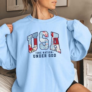 One Nation Under God Sweatshirt, USA Hoodie, Patriotic Sweater, Faith And Freedom Sweatshirt, 4th of July Sweater, God Bless America Hoodie