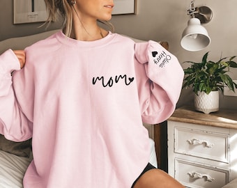 Sudadera personalizada para mamá con nombre de niño en la manga, sudadera personalizada para mamá, sudadera para mamá primeriza, regalo para mamá, sudadera con capucha para mamá primeriza, regalo para el día de la madre