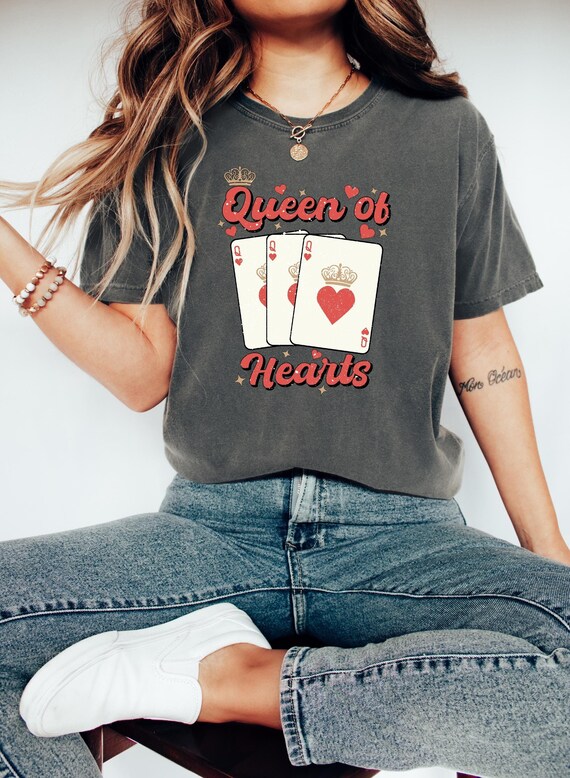 Queen of Hearts T-Shirt, Playing Cards Shirt, Poker Lover Gift, Card Game, Valentines Day Tee, Card Lover, Valentines Day, Comfort Colors