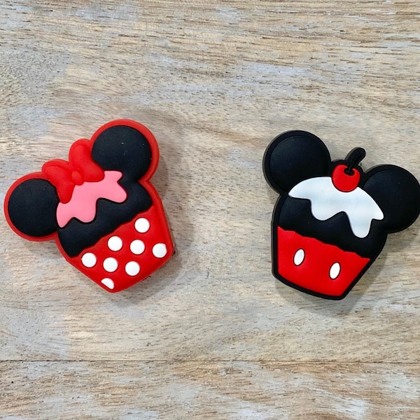Mickey Minnie Cupcake Shoe Buckle | Rubber Accessories | Disneyland Classic Iconic Park Treats Disney Mouse Snacks