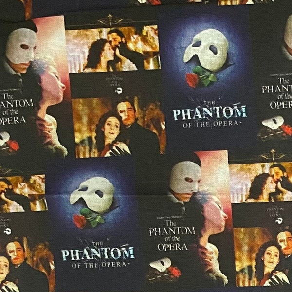 Phantom of the Opera Collage | Broadway Opera Musical | 100% Cotton Fabric | Fat Quarters | Tumbler Cuts