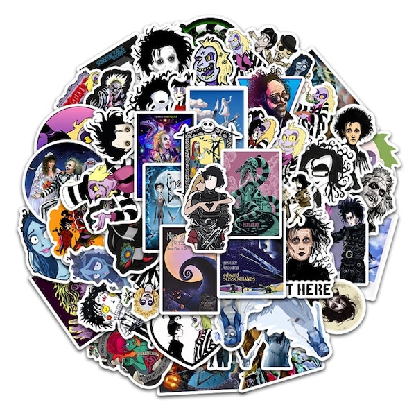 Tim Burton Assorted Sticker Packs | Water Resistant | Laptop Sticker | Water Bottle