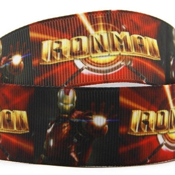 Iron Man Ribbon 1" High Quality Grosgrain Ribbon | By The Yard | Tony Stark Superhero Comic Superpowers Avengers Assemble