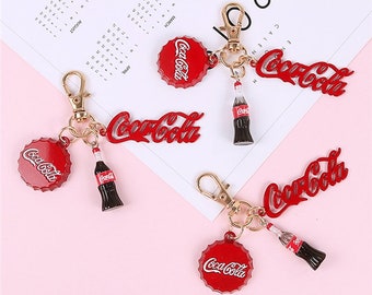 Coca Cola Keychain Inspired | Coke Bottle and Bottle Top Keychain Dangle Embellishments | Perfect for Backpacks, Keys, Purses and More