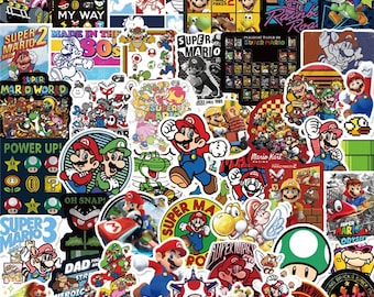 Super Mario Bros Sticker Packs | Water Resistant | Laptop Sticker | Water Bottle | Super Mario Stickers Luigi Princess Peach Arcade Game