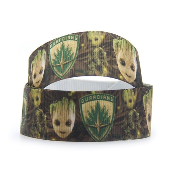 Guardians of the Galaxy | 1" High Quality Grosgrain Ribbon | By The Yard | Baby Groot Alien Tree