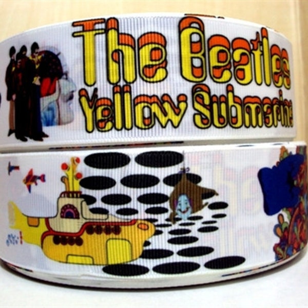 The Beatles Yellow Submarine | 1" and 1.5" High Quality Grosgrain Ribbon | By The Yard