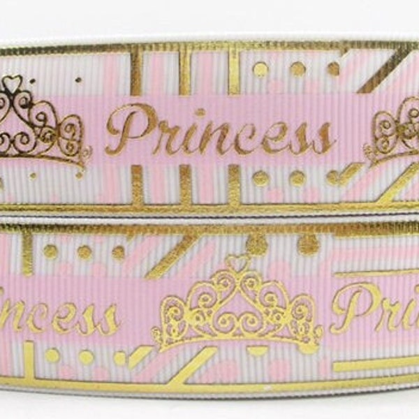 Princess Ribbon 1" High Quality Grosgrain Ribbon By The Yard Gold Embossed Ribbon | Beautiful Ribbon