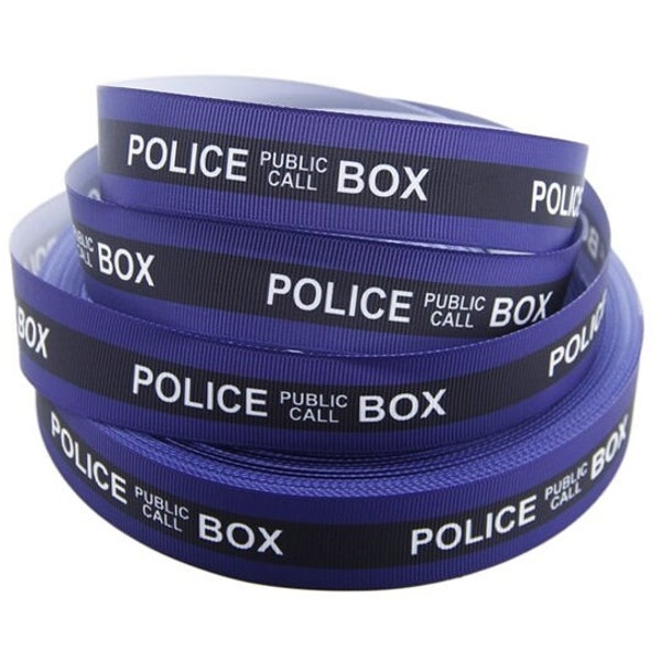 Doctor Who Ribbon 1", 1.5” and 2” High Quality Grosgrain Ribbon | By The Yard | Iconic TV Shows Fandom Whovians Police Box Tardis