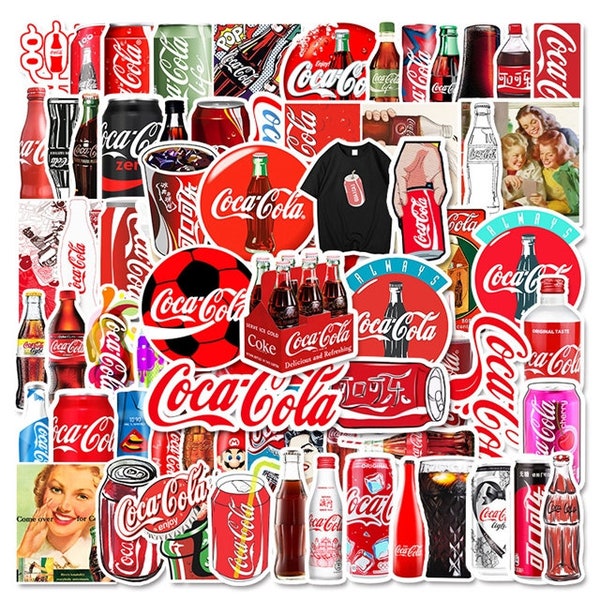 Coca Cola Sticker Packs | Water Resistant | Great for Computer Laptop Stickers, Water Bottle Stickers and so much more