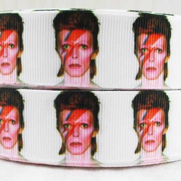 David Bowie Ribbon 1" High Quality Grosgrain Ribbon By The Yard | David Bowie Starman Ribbon Inspired | Artist Musician