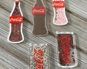 Coca Cola Inspired Flat Back Shaker Resin | Hair Bow Center, Embellishment, Scrapbook Embellishment