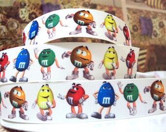 Ruban M&M 1 po, 1,5 po et 2 po. Ruban gros-grain haute qualité par mètre | Inspiré des bonbons au chocolat