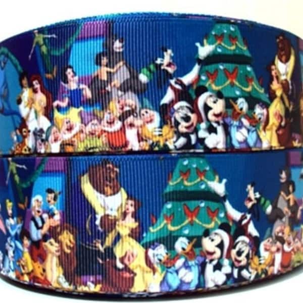 Disney Christmas Ribbon 1" or 1.5" High Quality Grosgrain Ribbon by The Yard Christmas Collage Daisy Donald Duck Mickey Minnie Mouse Goofy