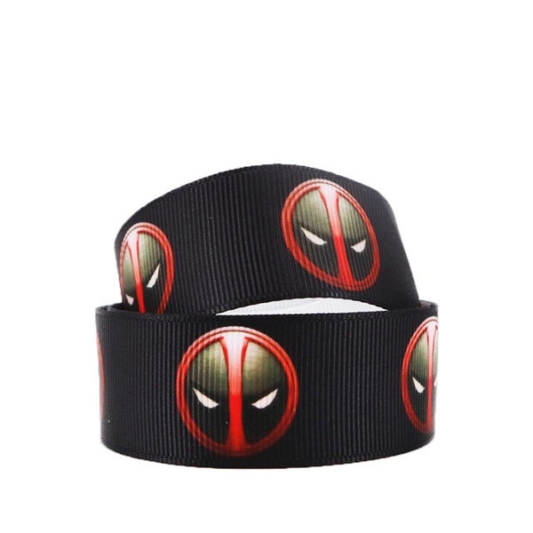 Deadpool | 1" and 3/8" High Quality Grosgrain Ribbon | By The Yard Marvel Comic Book Inspired Logos