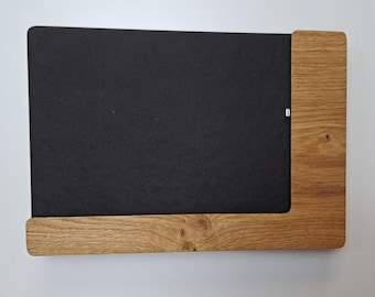 Tablet holder, knotty oak/black, wall mount, with or without charging function