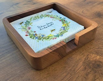 Solid wood napkin holder