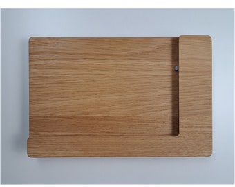 Tablet holder solid oak wall mounting with or without charging function