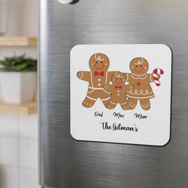 Personalized gingerbread family magnet, Custom magnets for family, Gingerbread family christmas gift ideas, Magnets for fridge gifts