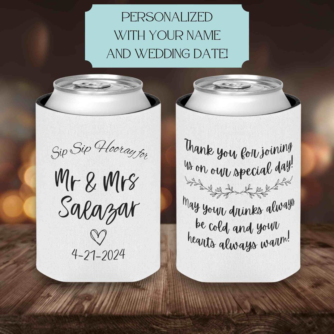 Personalized Can Cooler Wedding Gift, Custom Can Cooler, Wedding Favor, Cute Wedding Favor