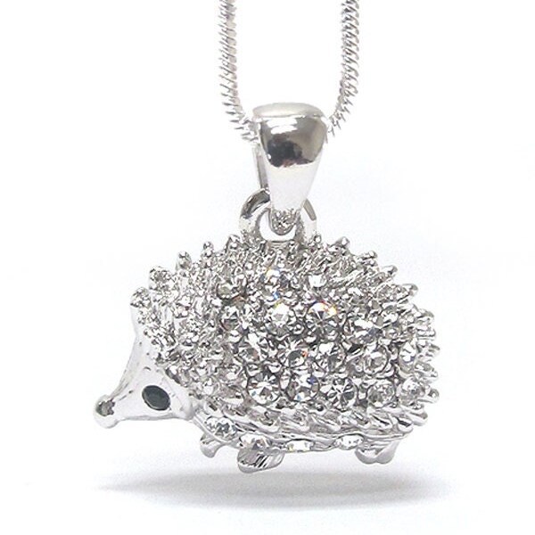 Charming Crystal Hedgehog Necklace - Perfect Gift for Animal Lovers - Whitegold Plated Pendant for Her Buy 2 Get 1 Mix N’ Match