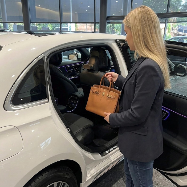 Mercedes Handtasche | No-Post-Kopfstütze | QS/EQE Sedan oder Suv | S-Klasse | C-Klasse | GKL Bild 14