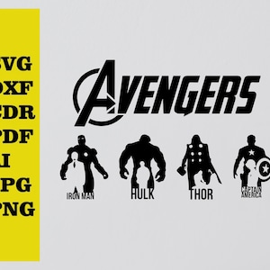 Avengers superheros cut svg dxf file wall sticker pdf silhouette template cnc cutting router digital vector instant download