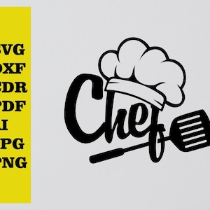 Chef cut svg dxf file wall sticker pdf silhouette template cnc cutting router digital vector instant download