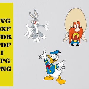 Personnages de dessin animé coupé svg dxf fichier autocollant mural pdf silhouette modèle cnc découpe routeur vecteur numérique téléchargement instantané