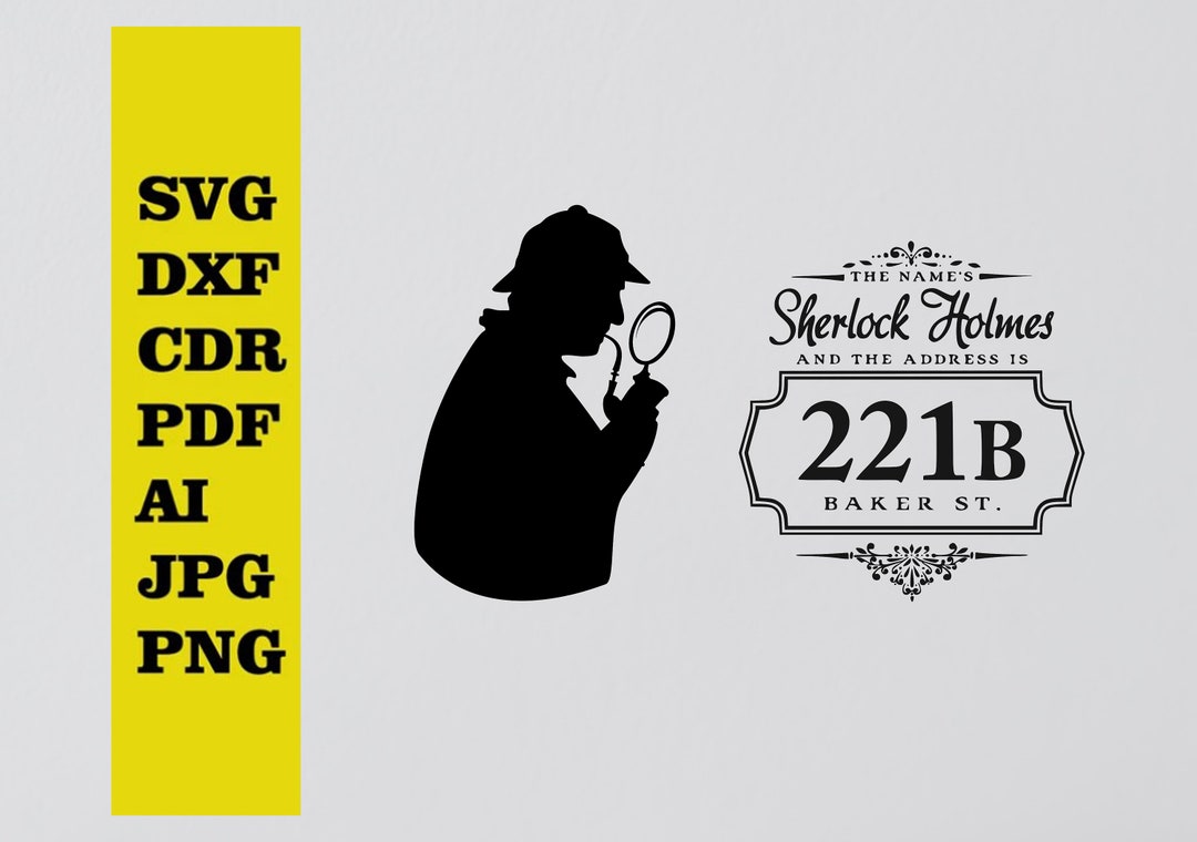 Sherlock Holmes Cut Svg Dxf File Wall Sticker Pdf Silhouette Template Cnc Cutting Router Digital ...