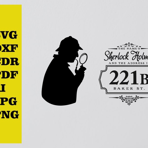 Sherlock Holmes cut svg dxf file wall sticker pdf silhouette template cnc cutting router digital vector instant download