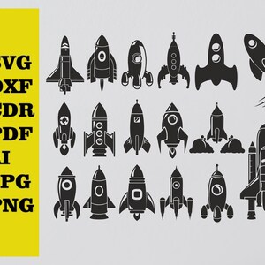 Rocket 17 pieces cut svg dxf file wall sticker pdf silhouette template cnc cutting router digital vector instant download